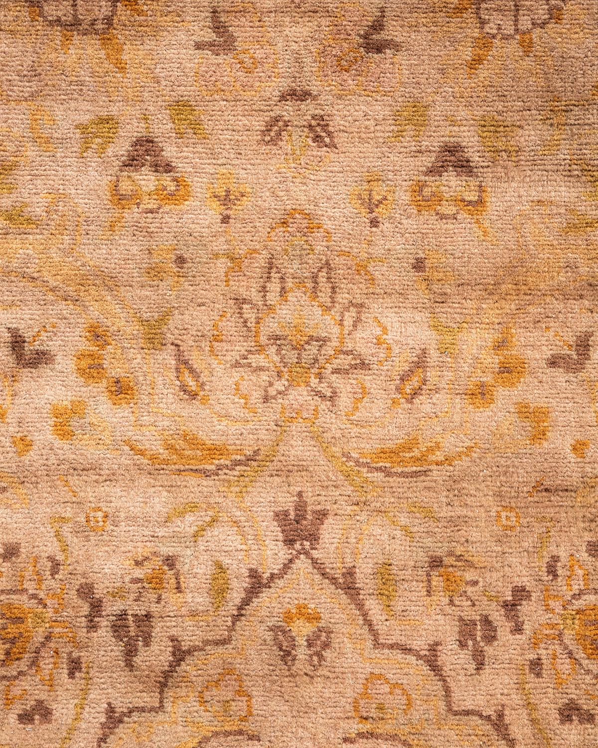 Pakistani Contemporary Overdyed Hand Knotted Wool Beige Area Rug For Sale