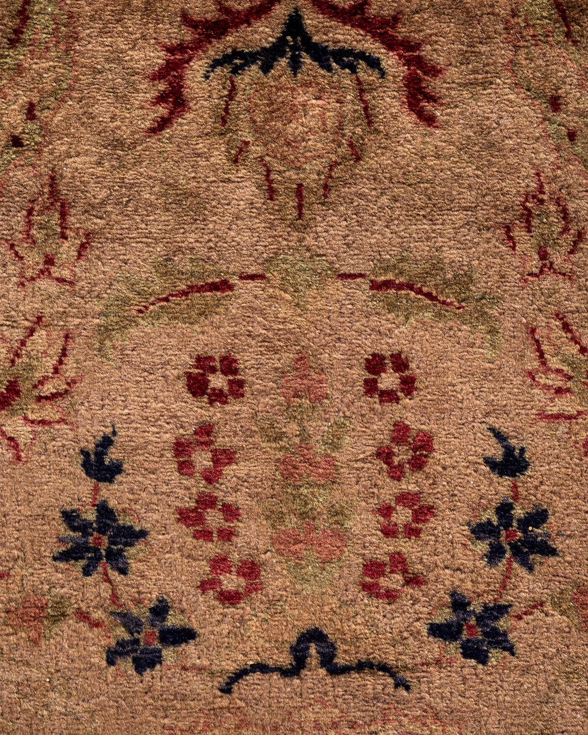 Pakistani Contemporary Overdyed Hand Knotted Wool Beige Area Rug For Sale