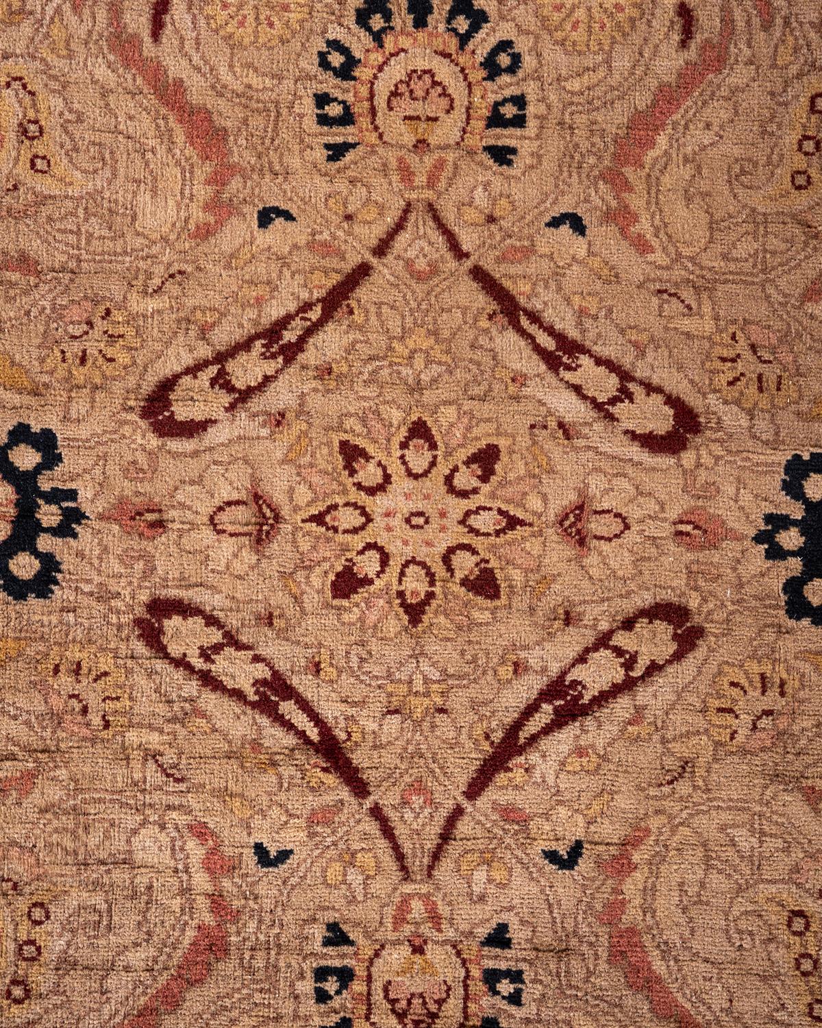 Pakistani Contemporary Overdyed Hand Knotted Wool Beige Area Rug For Sale