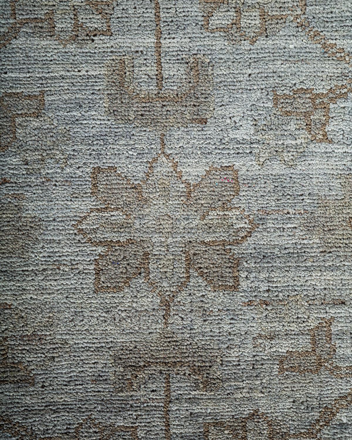 Pakistani Contemporary Overdyed Hand Knotted Wool Beige Area Rug For Sale