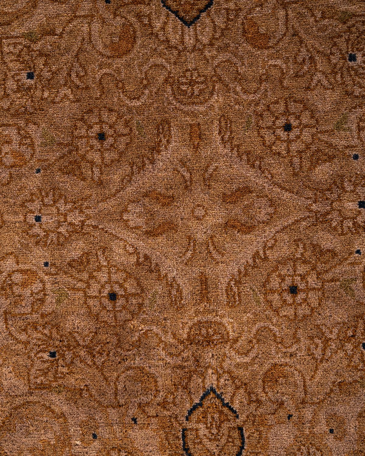 Pakistani Contemporary Overdyed Hand Knotted Wool Beige Area Rug For Sale