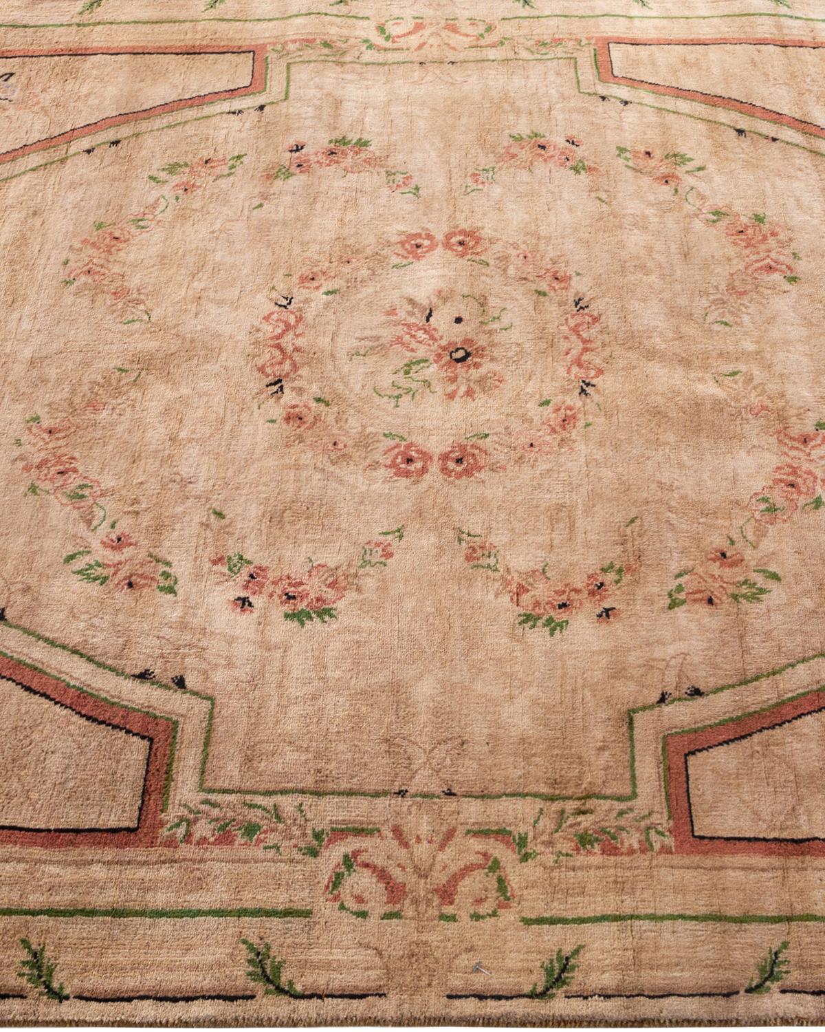 Contemporary Overdyed Hand Knotted Wool Beige Area Rug In New Condition For Sale In Norwalk, CT