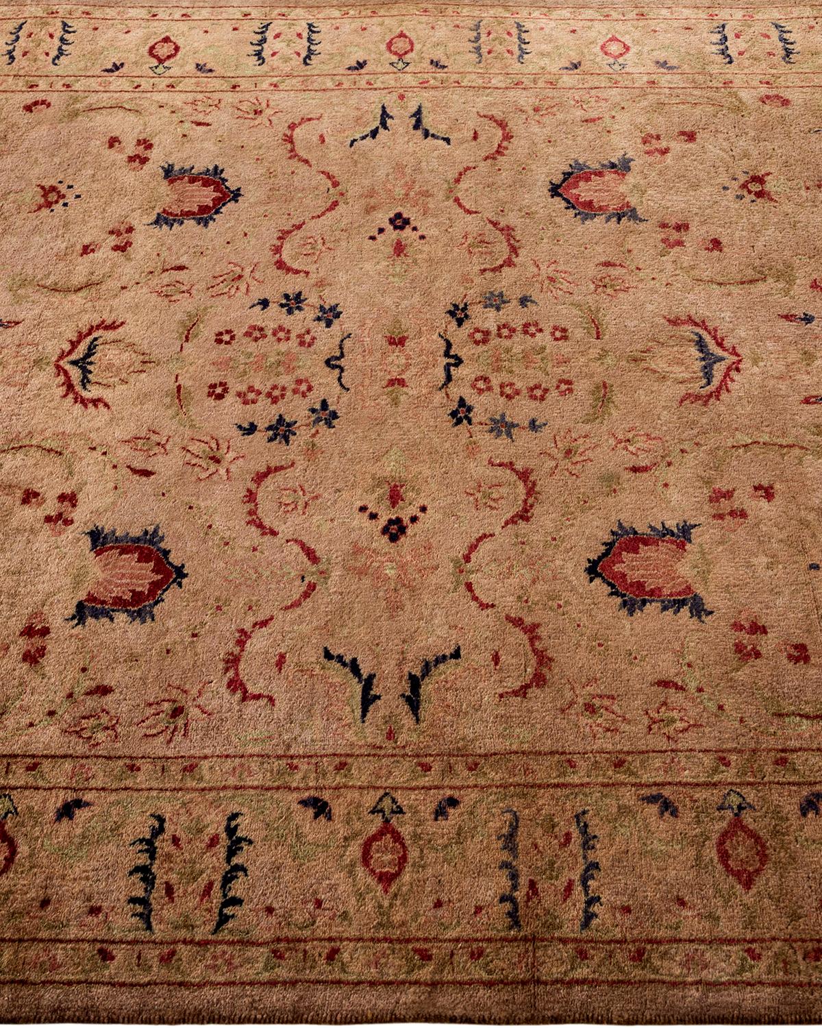 Contemporary Overdyed Hand Knotted Wool Beige Area Rug In New Condition For Sale In Norwalk, CT