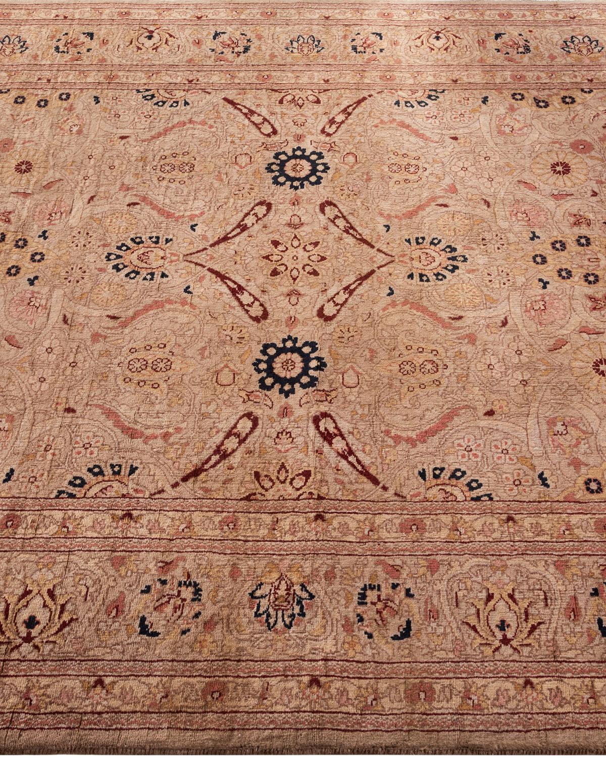 Contemporary Overdyed Hand Knotted Wool Beige Area Rug In New Condition For Sale In Norwalk, CT