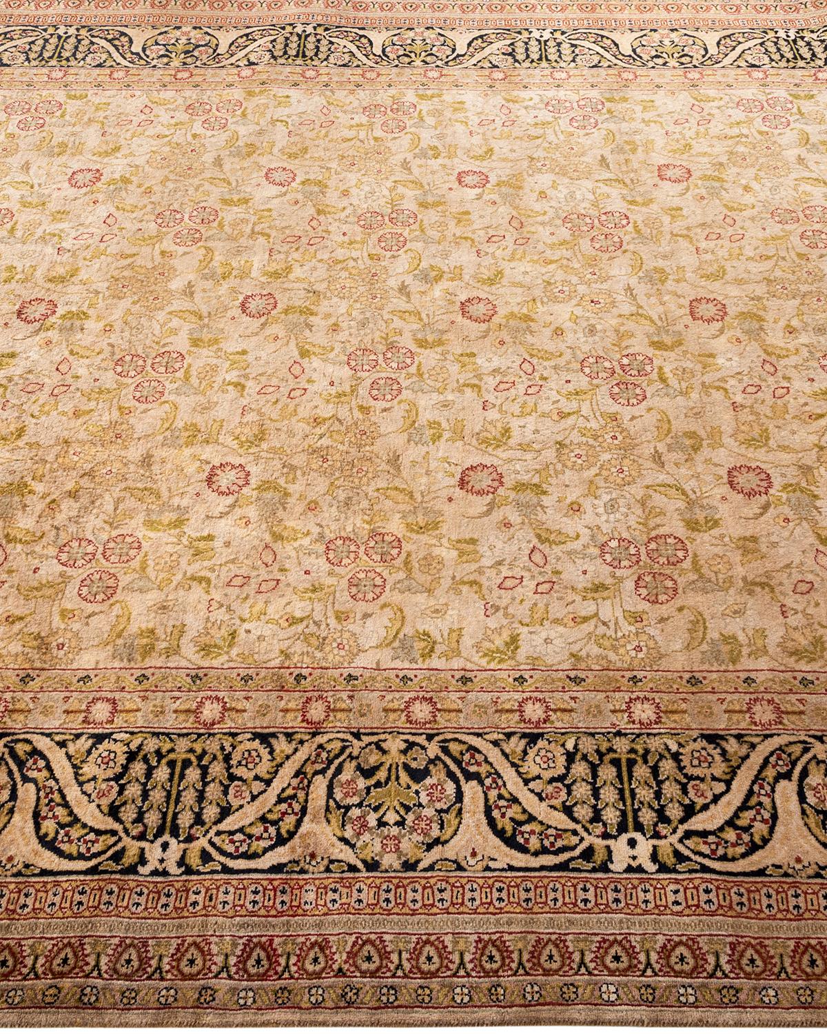 Contemporary Overdyed Hand Knotted Wool Beige Area Rug In New Condition For Sale In Norwalk, CT