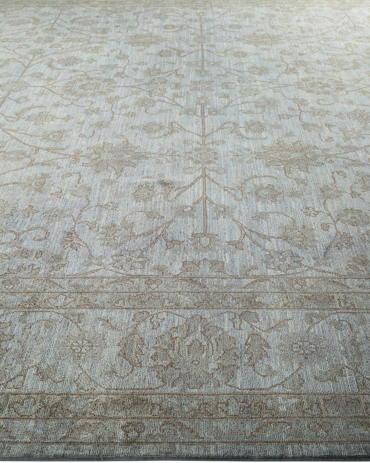 Contemporary Overdyed Hand Knotted Wool Beige Area Rug In New Condition For Sale In Norwalk, CT