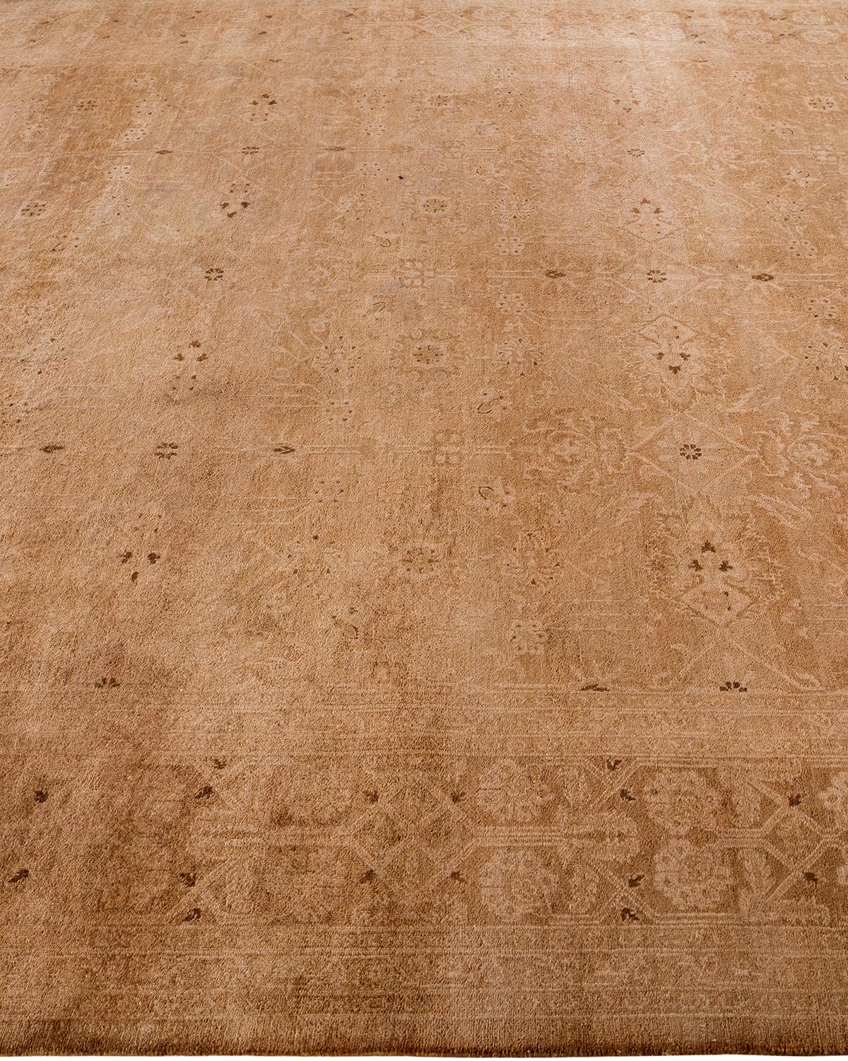 Contemporary Overdyed Hand Knotted Wool Beige Area Rug In New Condition For Sale In Norwalk, CT