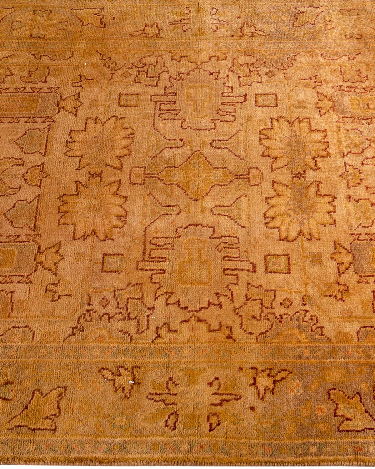 Contemporary Overdyed Hand Knotted Wool Beige Area Rug In New Condition For Sale In Norwalk, CT