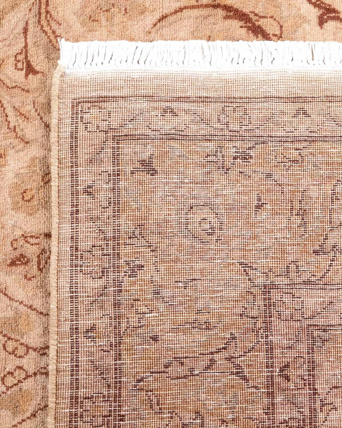 Contemporary Overdyed Hand Knotted Wool Beige Area Rug For Sale 1