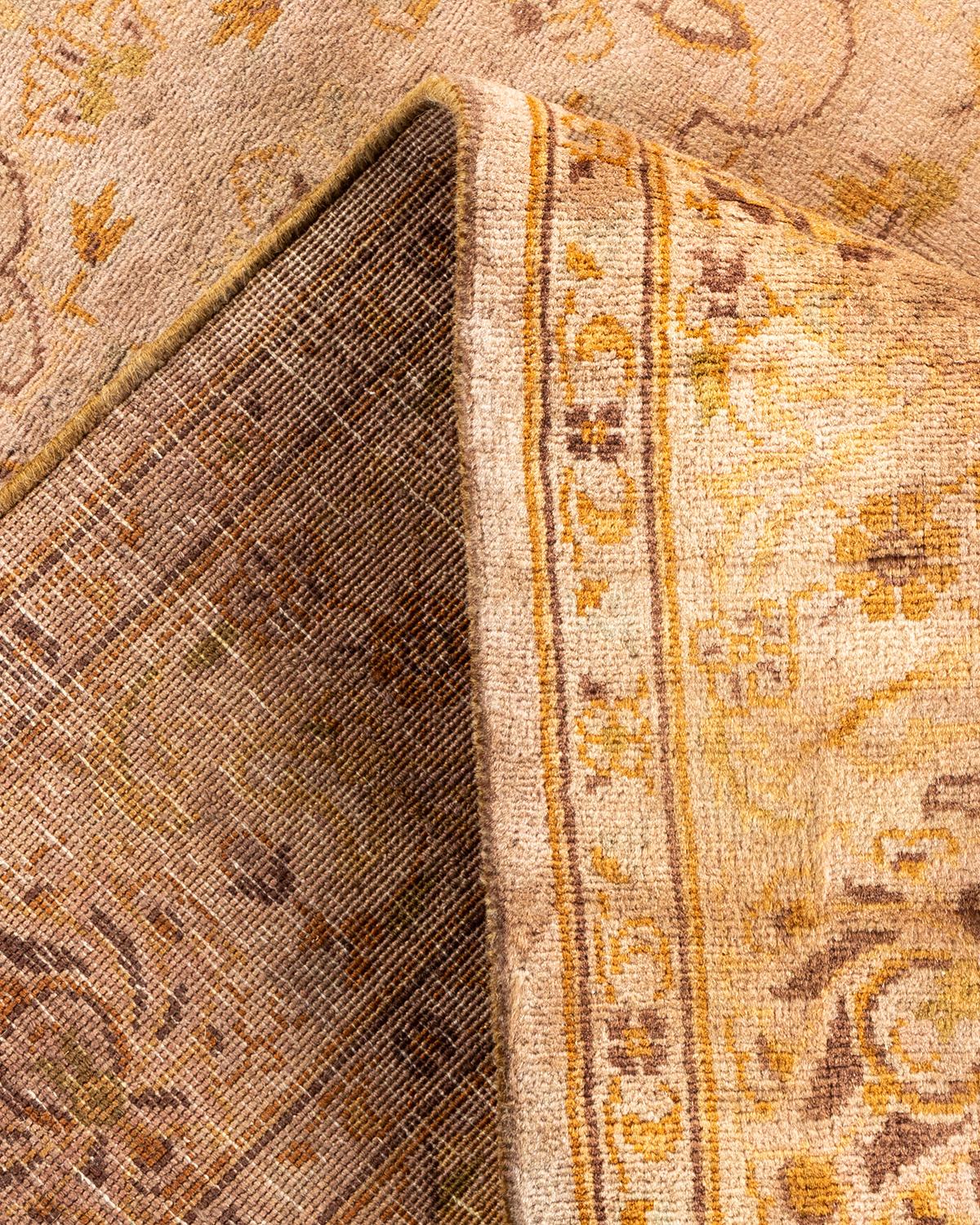 Lana Tappeto Contemporary Overdyed in lana annodata a mano di colore beige in vendita