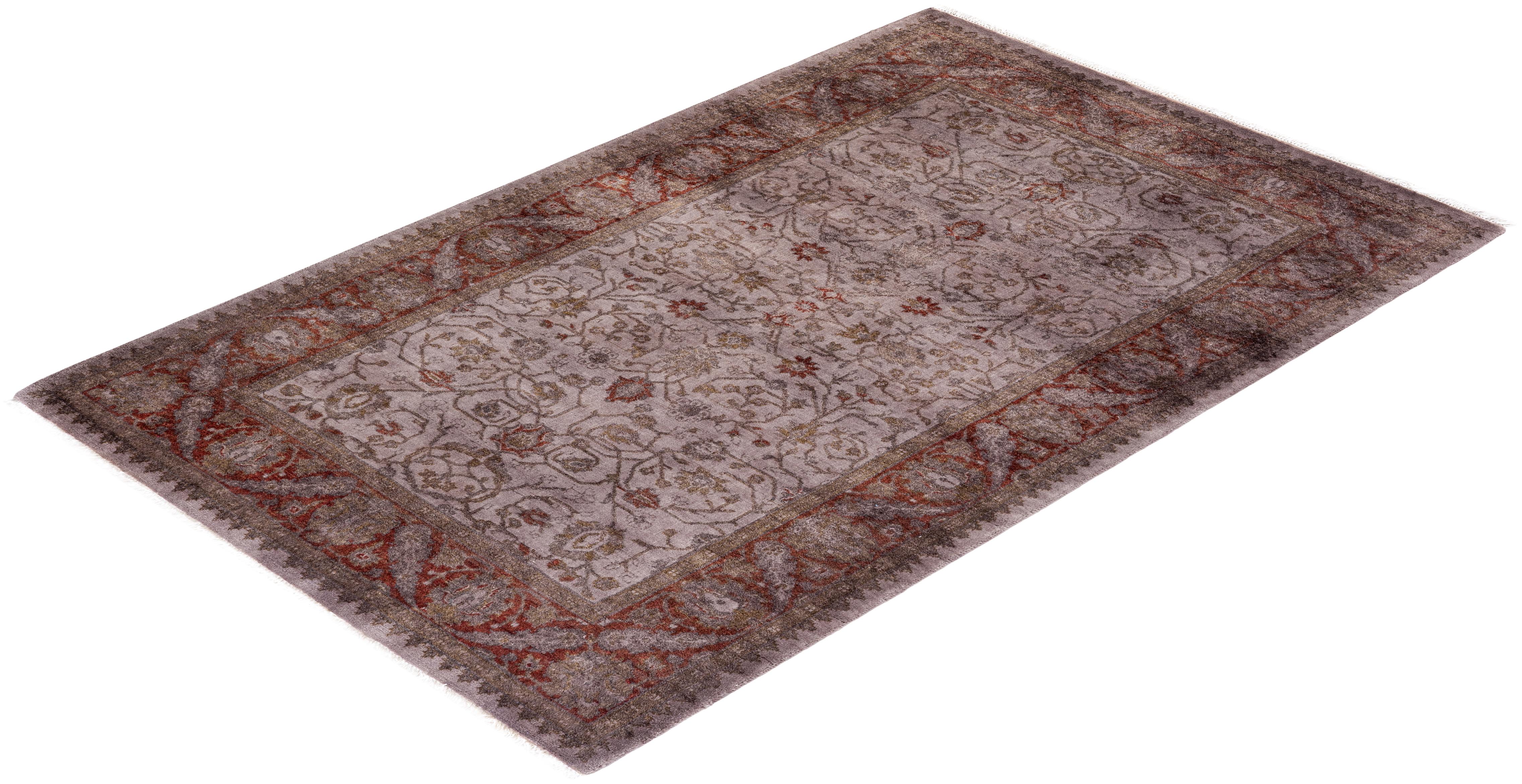 Alfombra de lana teñida a mano Contemporánea Beige en venta 2