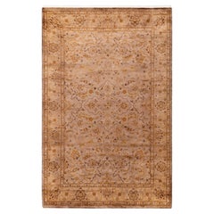 Contemporary Overdyed Hand Knotted Wool Beige Area Rug