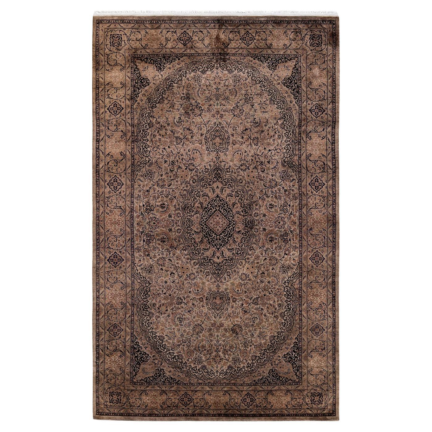 Alfombra de lana teñida a mano Contemporánea Beige en venta
