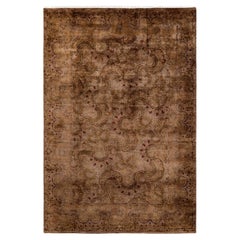 Contemporary Overdyed Hand Knotted Wool Beige Area Rug