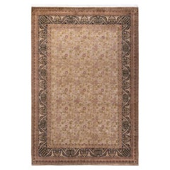 Contemporary Overdyed Hand Knotted Wool Beige Area Rug