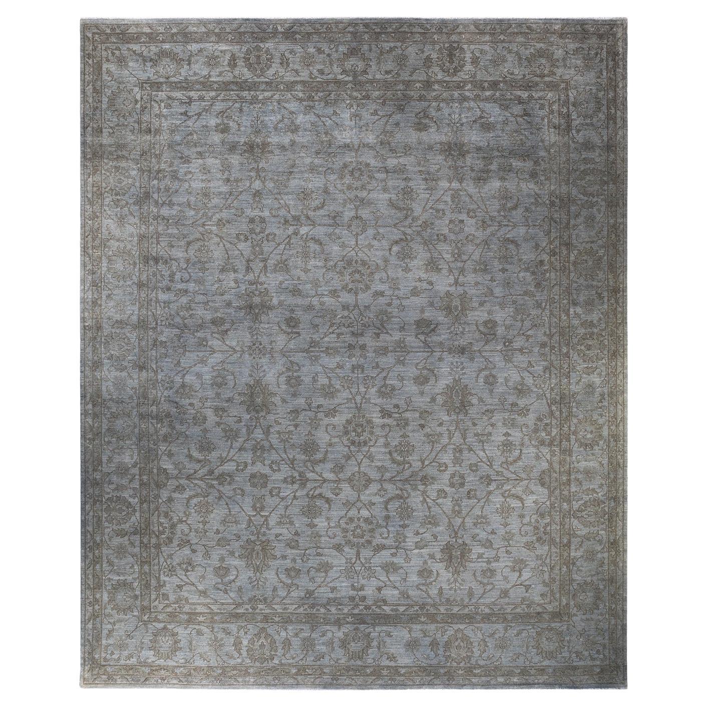 Contemporary Overdyed Hand Knotted Wool Beige Area Rug