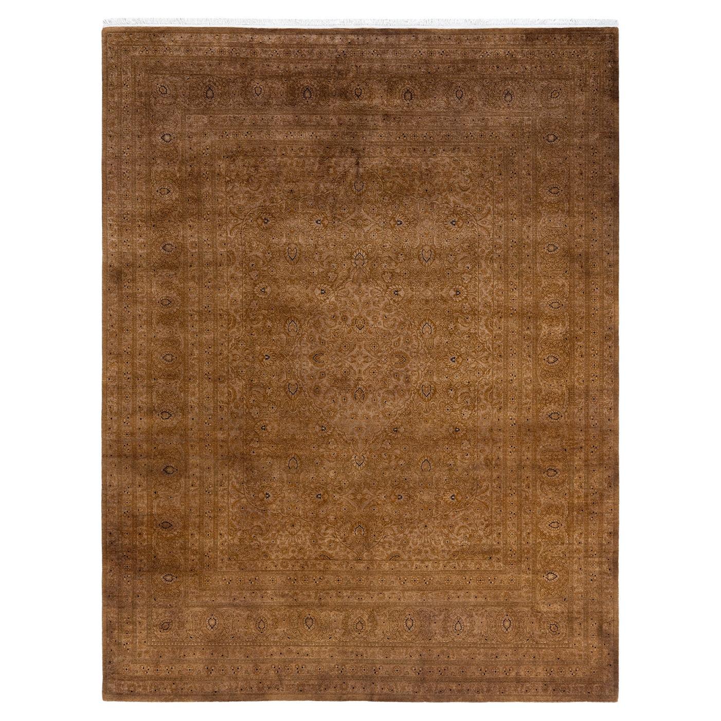 Contemporary Overdyed Hand Knotted Wool Beige Area Rug