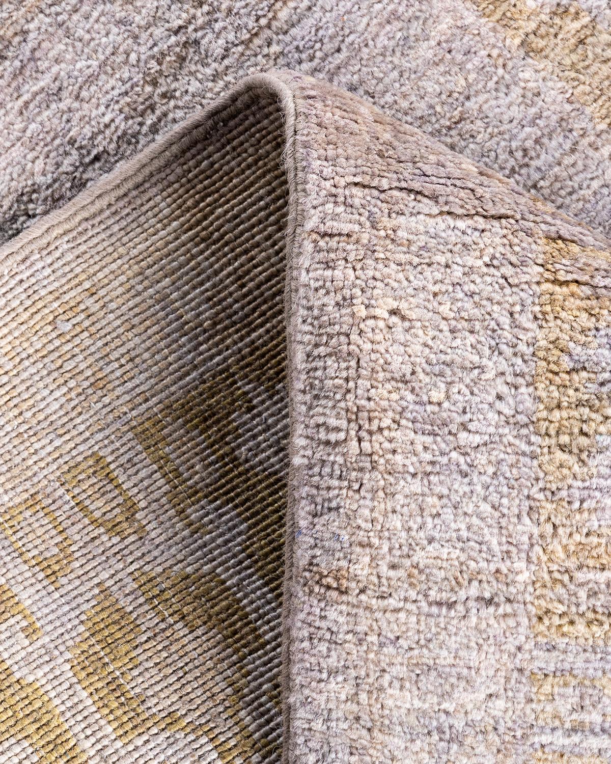 Lana Contemporary Runner beige in lana sovratinto e annodato a mano 2' 6