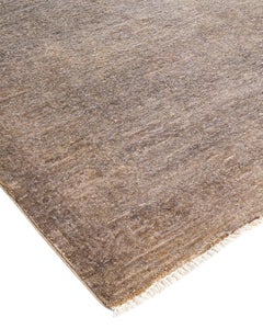 Contemporary Overdyed Hand Knotted Wool Beige Runner