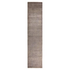 Contemporary Overdyed Hand Knotted Wool Beige Runner