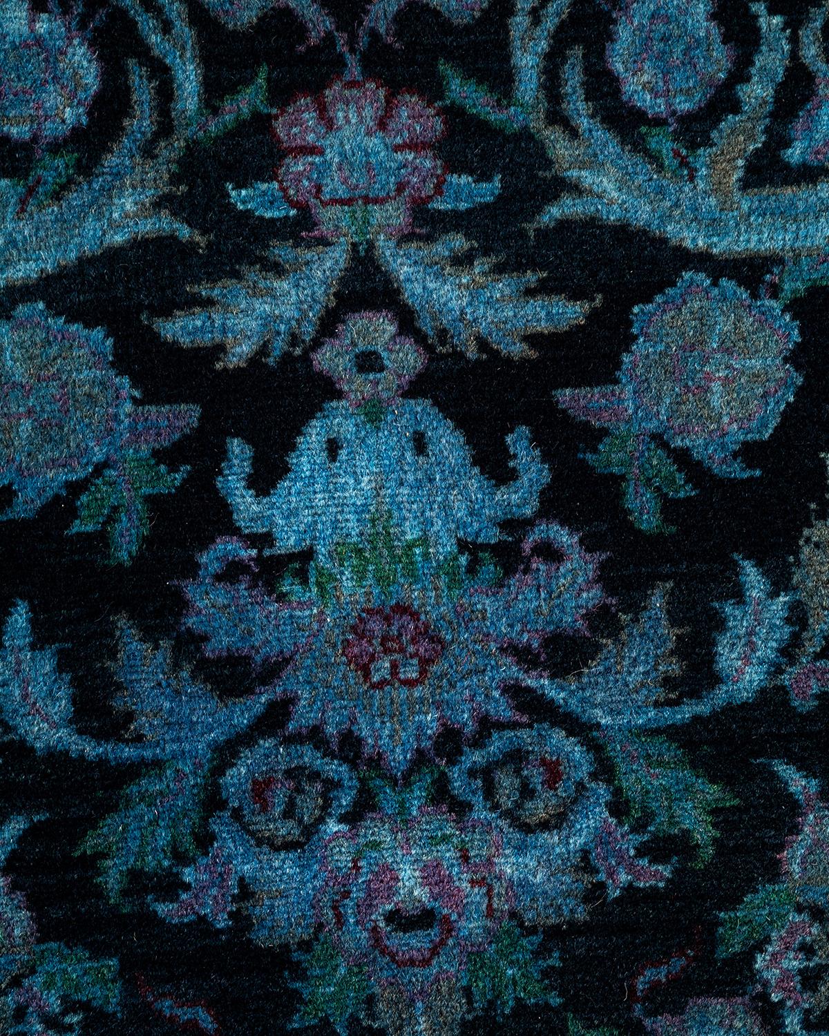 Pakistani Contemporary Overdyed Hand Knotted Wool Black Area