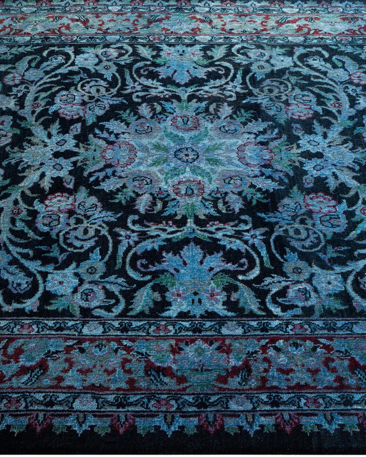 Contemporary Overdyed Hand Knotted Wool Black Area In New Condition In Norwalk, CT