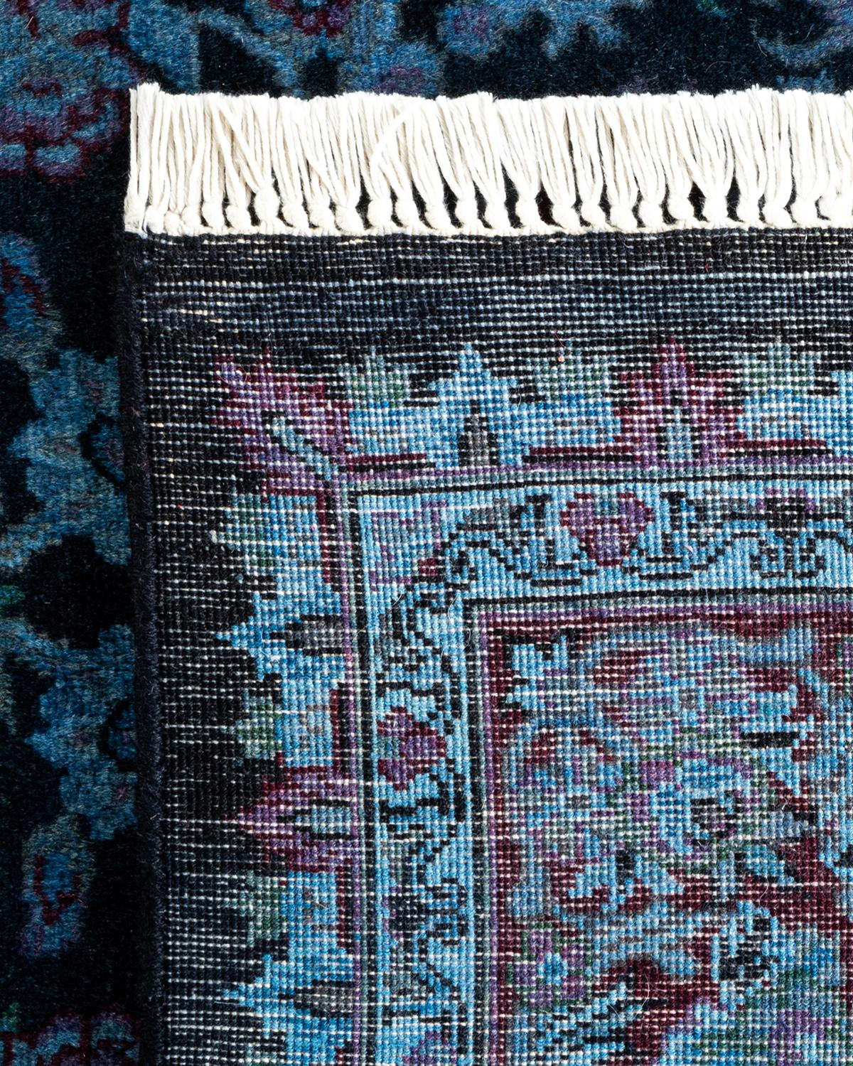 Contemporary Overdyed Hand Knotted Wool Black Area 1