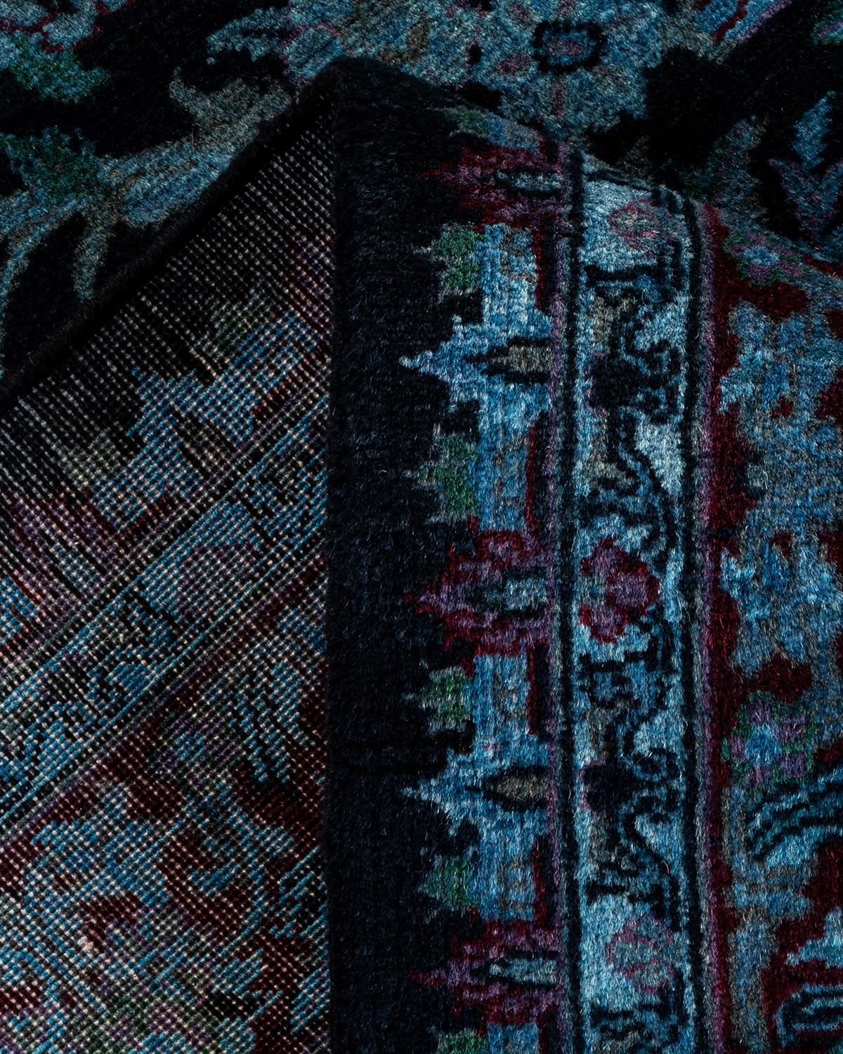 Contemporary Overdyed Hand Knotted Wool Black Area 2