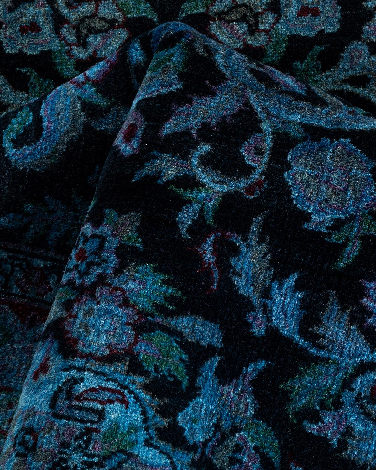Contemporary Overdyed Hand Knotted Wool Black Area 3