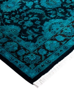 Contemporary Overdyed Hand Knotted Wool Black Area Rug 3' 2" x 5' 5"