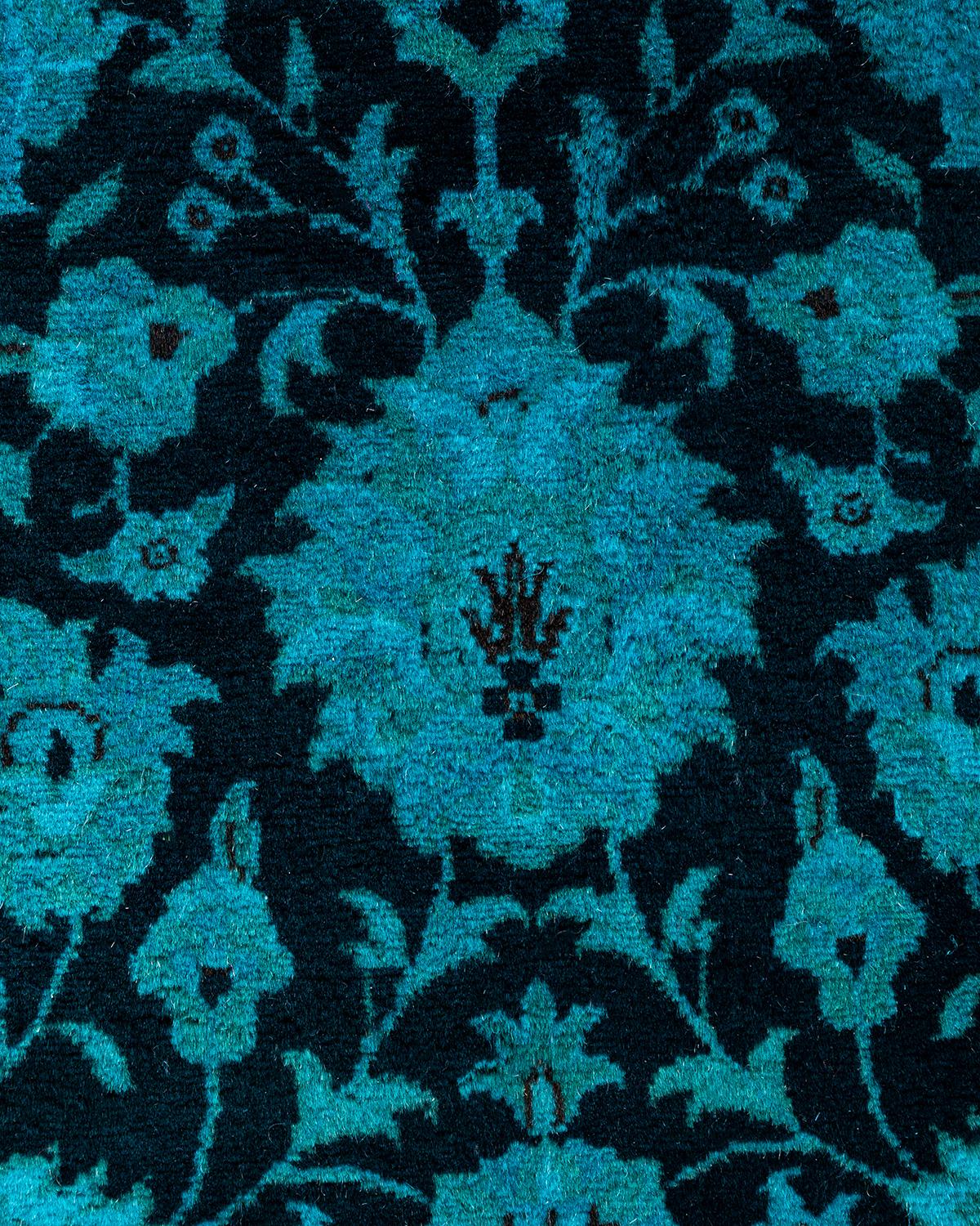 Pakistano Contemporary Overdyed Hand Knots Rugs (Tappeto di lana nero) 3' 2