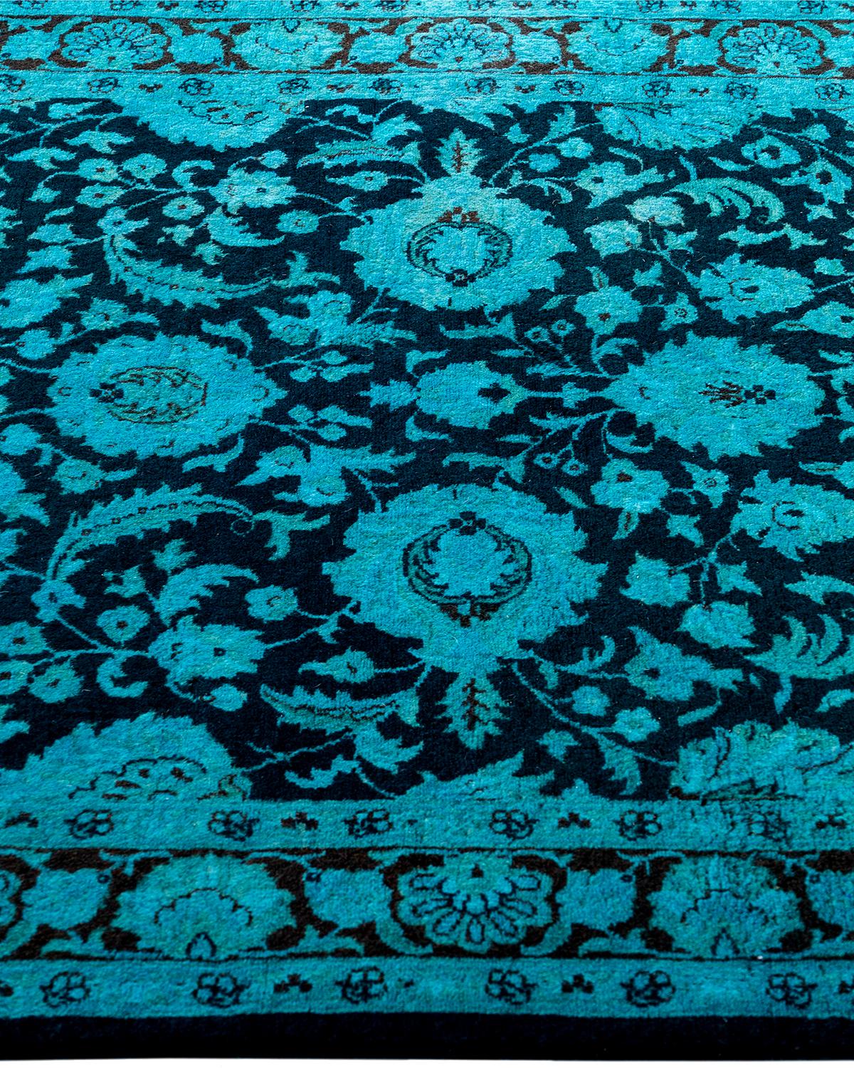 Contemporary Overdyed Hand Knots Rugs (Tappeto di lana nero) 3' 2