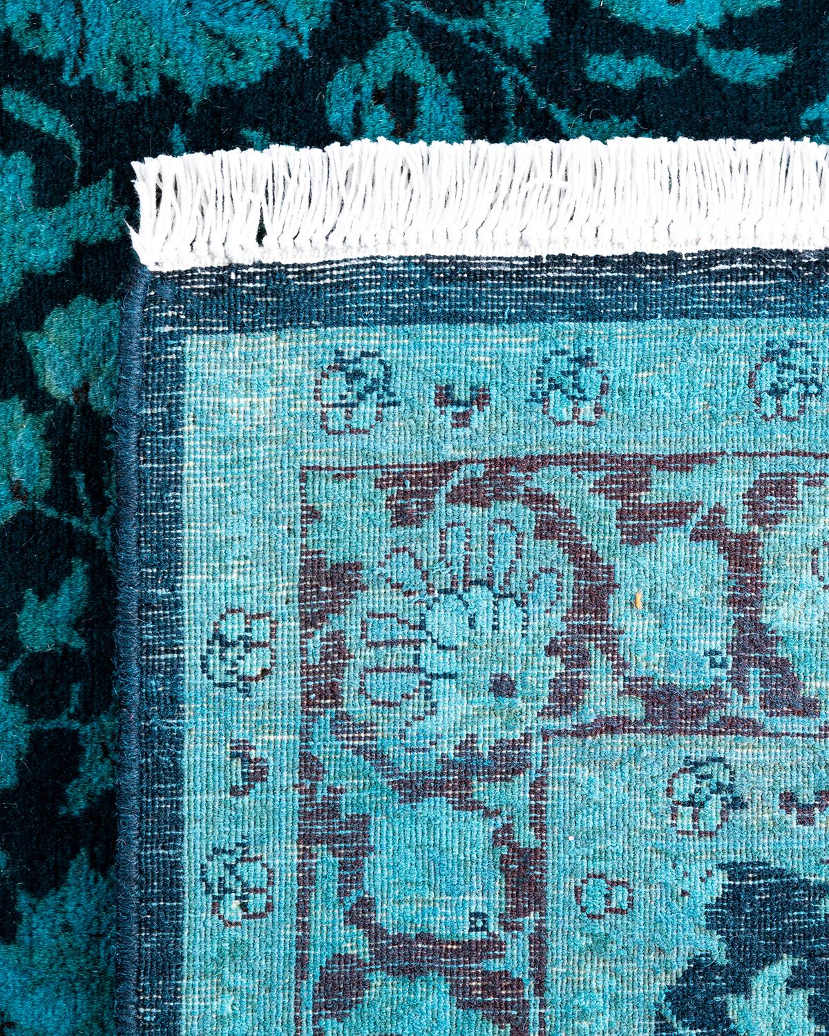 XXI secolo e contemporaneo Contemporary Overdyed Hand Knots Rugs (Tappeto di lana nero) 3' 2