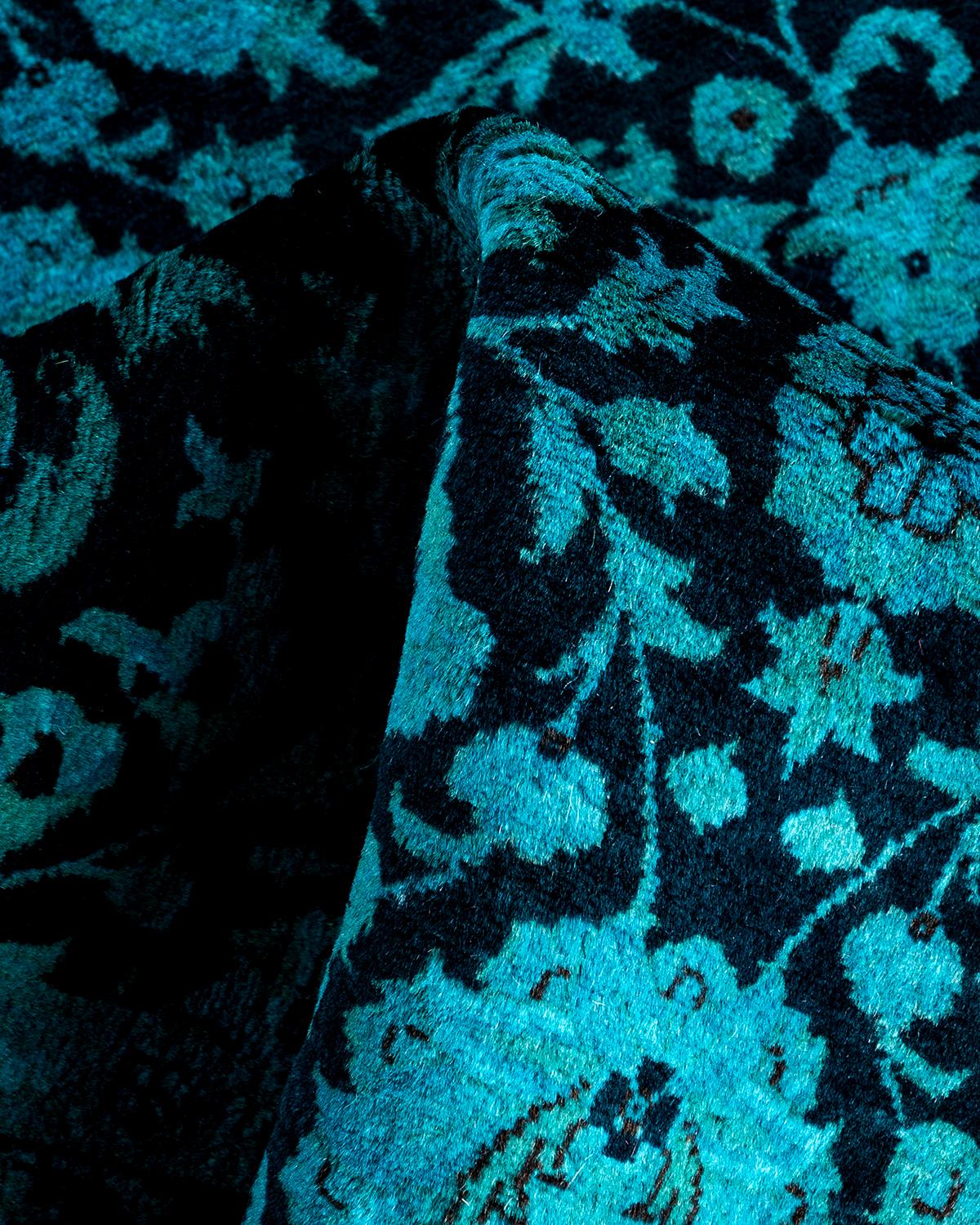 Contemporary Overdyed Hand Knots Rugs (Tappeto di lana nero) 3' 2