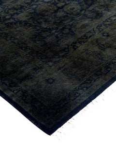 Contemporary Overdyed Hand Knotted Wool Black Area Rug 4' 8" x 7' 6"