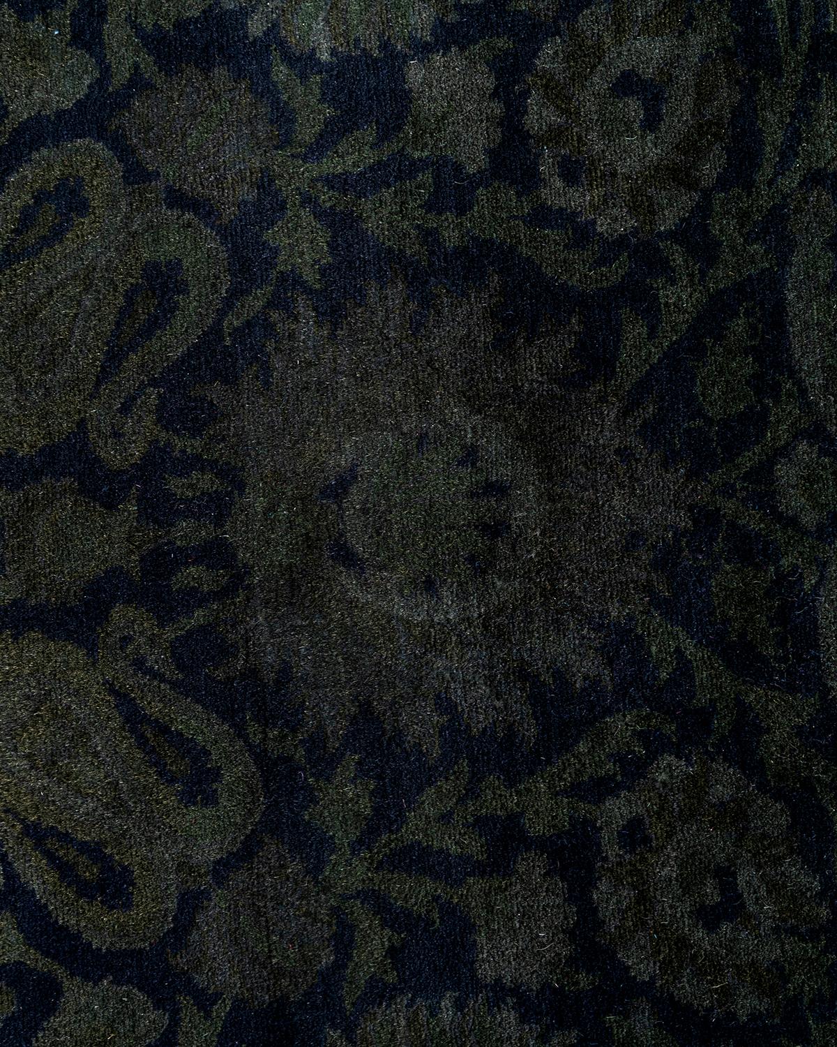Pakistani Contemporary Overdyed Hand Knotted Wool Black Area Rug 4' 8
