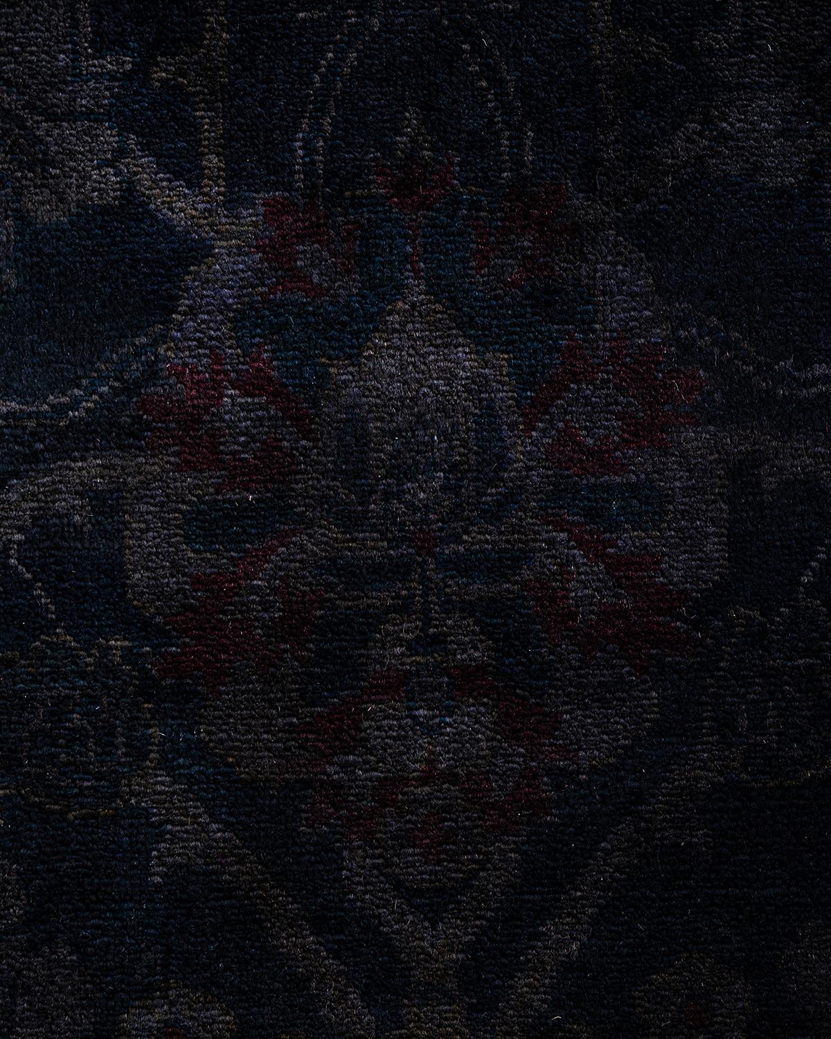 Pakistano Contemporary Overdyed Hand Knots Rugs (Tappeto di lana nero) 6' 1