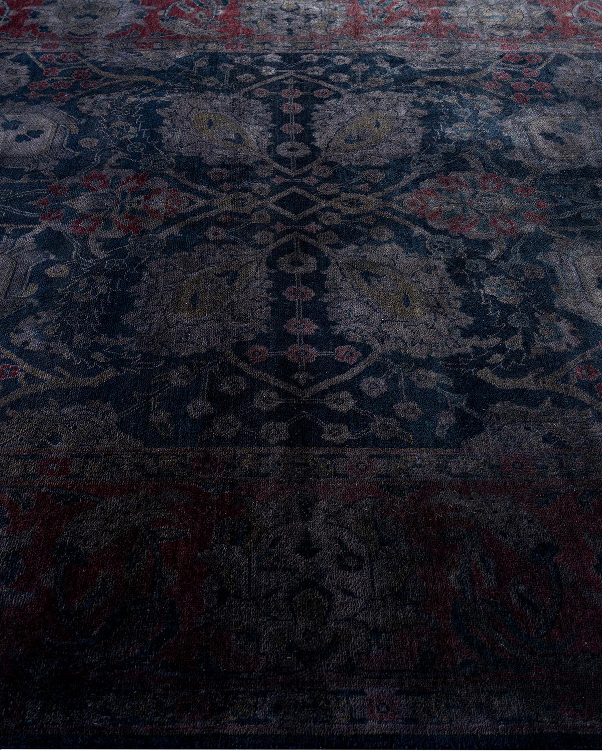 Contemporary Overdyed Hand Knots Rugs (Tappeto di lana nero) 6' 1