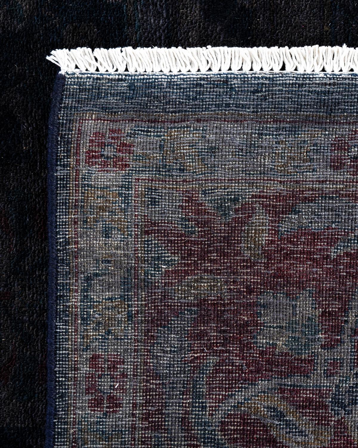 XXI secolo e contemporaneo Contemporary Overdyed Hand Knots Rugs (Tappeto di lana nero) 6' 1