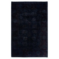 Contemporary Overdyed Hand Knotted Wool Black Area Rug 6' 1" x 9' 0"