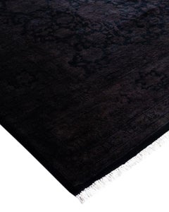 Contemporary Overdyed Hand Knotted Wool Black Area Rug 6' 1" x 9' 3"