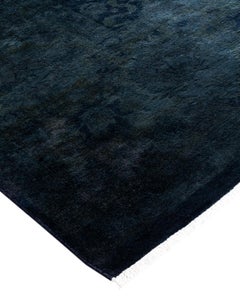 Contemporary Overdyed Hand Knotted Wool Black Area Rug 6' 2" x 8' 10"