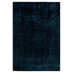 Alfombra contemporánea de lana teñida a mano y anudada de color negro 2 x 10 cm