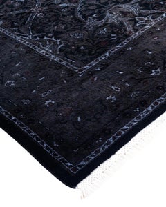 Contemporary Overdyed Hand Knotted Wool Black Area Rug 6' 2" x 9' 3"