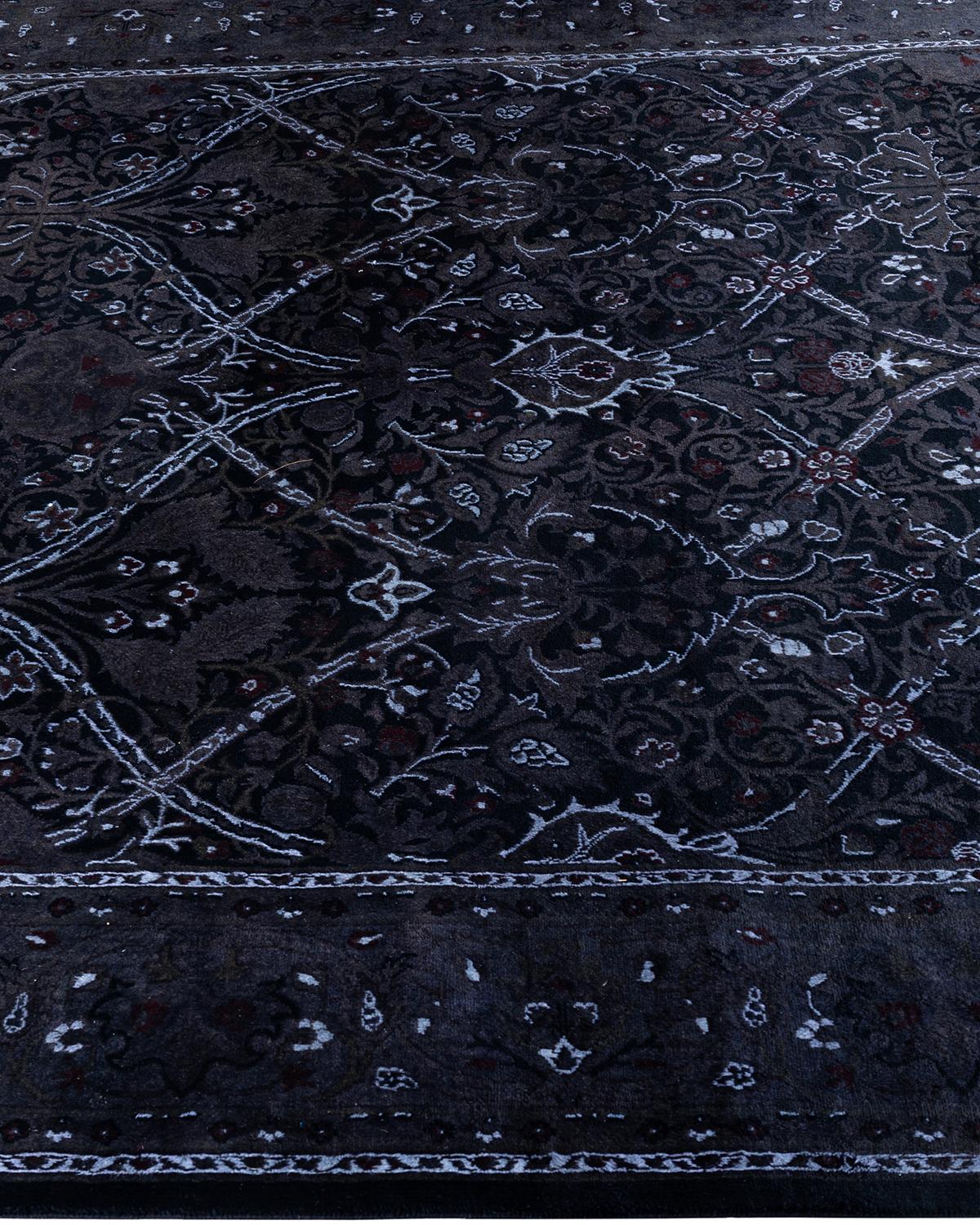 Alfombra contemporánea de lana teñida a mano y anudada en negro 2 x 3 metros en Nuevo estado para la venta en Norwalk, CT