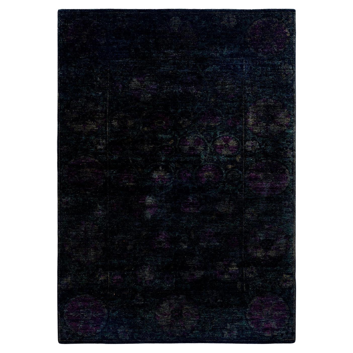 Contemporary Overdyed Hand Knotted Wool Black Area Rug 6' 4" x 8' 9"