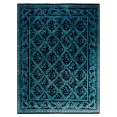 Contemporary Overdyed Hand Knotted Wool Black Area Rug 9' 1" x 11' 10" (tapis de zone en laine surteinte nouée à la main)