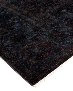 Contemporary Overdyed Hand Knotted Wool Black Area Rug
