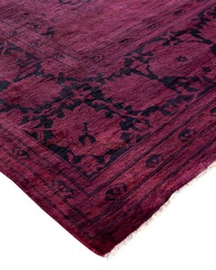 Contemporary Overdyed Hand Knotted Wool Black Area Rug