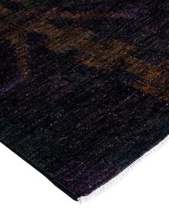 Contemporary Overdyed Hand Knotted Wool Black Area Rug